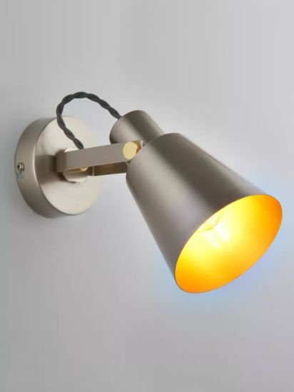 Single Wall Spotlight, Satin Steel/Gold